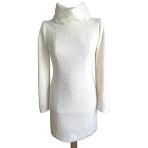 NWT Cream Tailored Wool Blend Thread Social Long Sleeve Turtleneck Dress Size 2